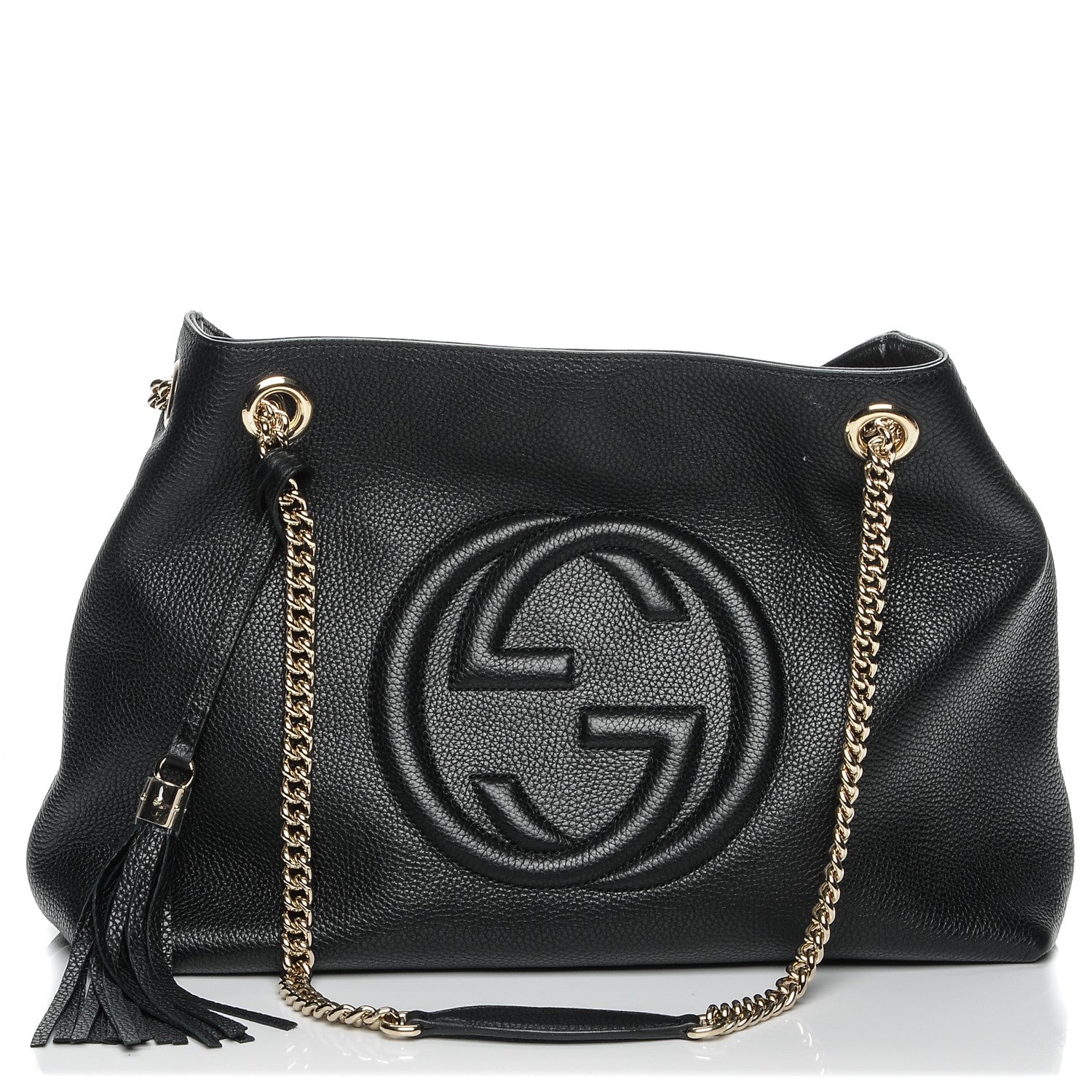 Gucci Pebbled Calfskin Medium Soho Chain Shoulder Bag Black 1 of 6
