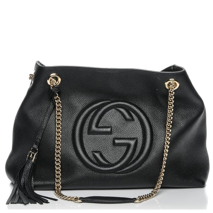 Gucci Pebbled Calfskin Medium Soho Chain Shoulder Bag Black 1 of 6