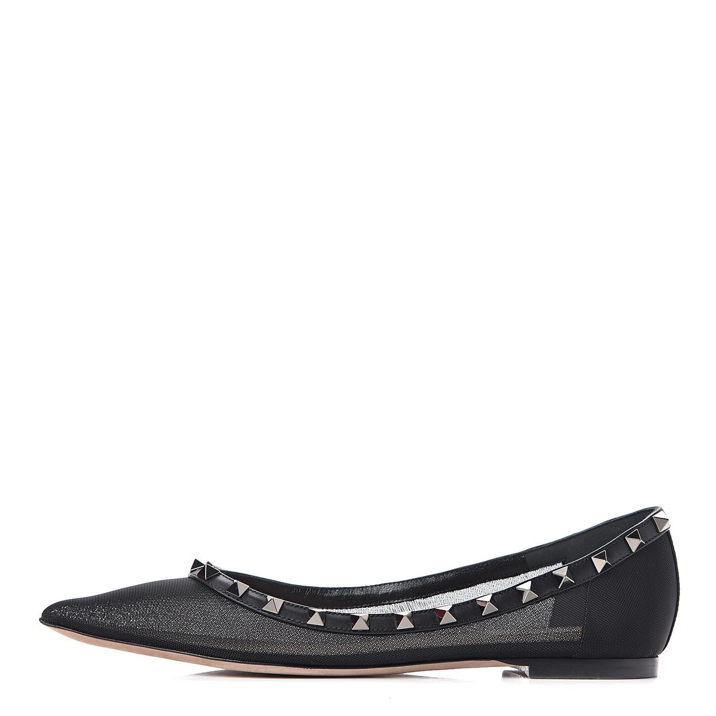 Mesh Rockstud Ballet Flats 39 Black