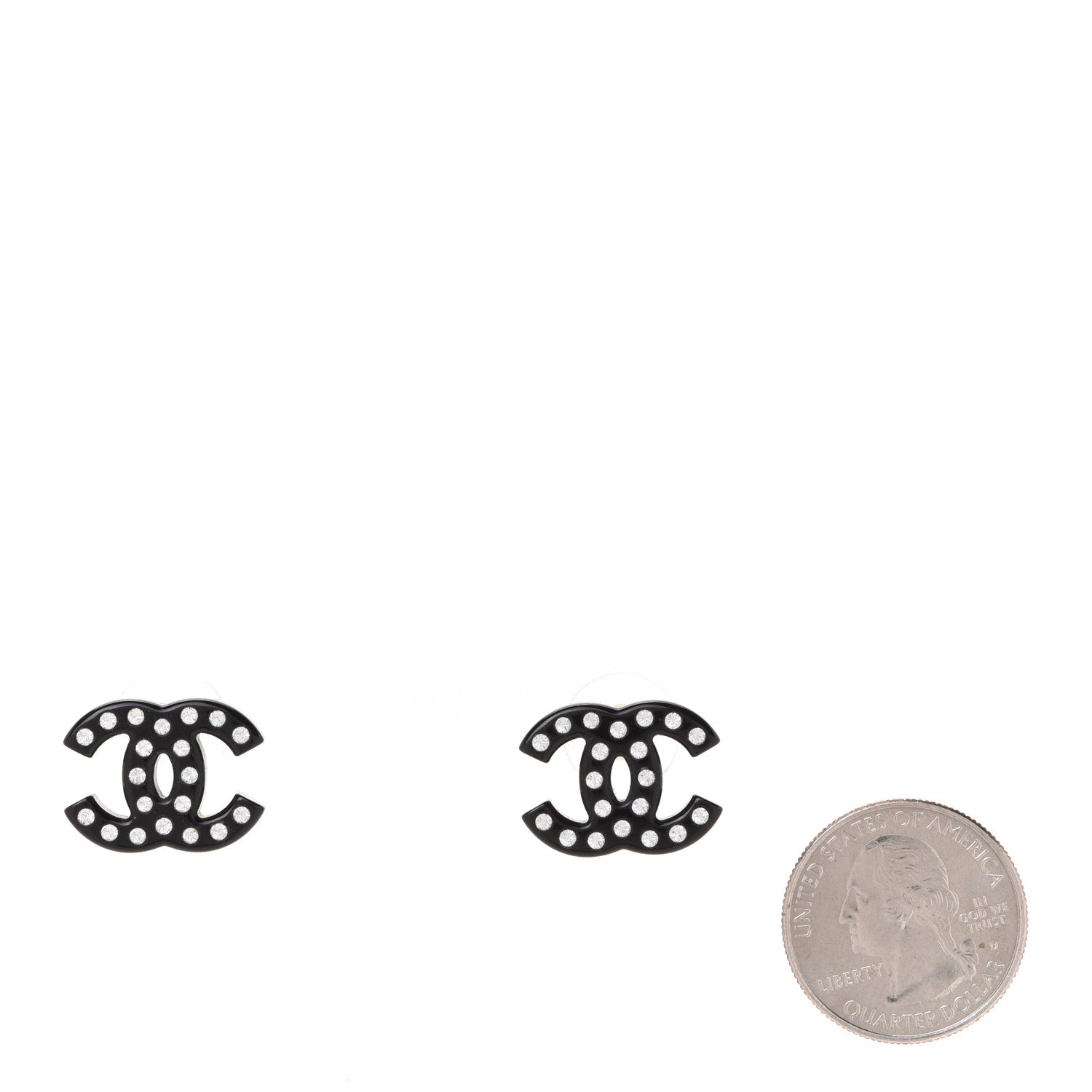 Chanel Resin Crystal CC Earrings Black 2 of 4