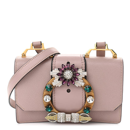 Miu Miu Goatskin Madras Soft Calf Crystal Embellished Shoulder Bag Mughetto 1 of 10