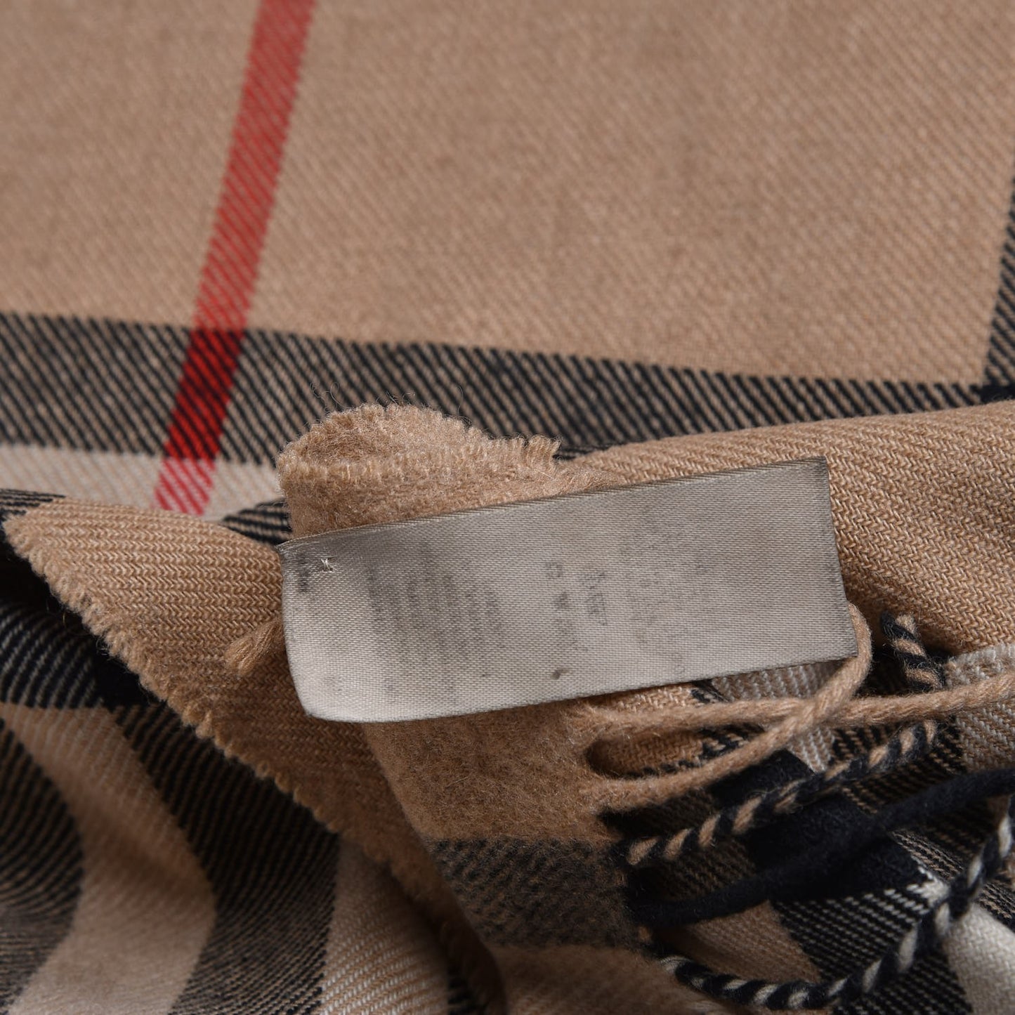 Cashmere Classic Check Fringe Scarf Camel