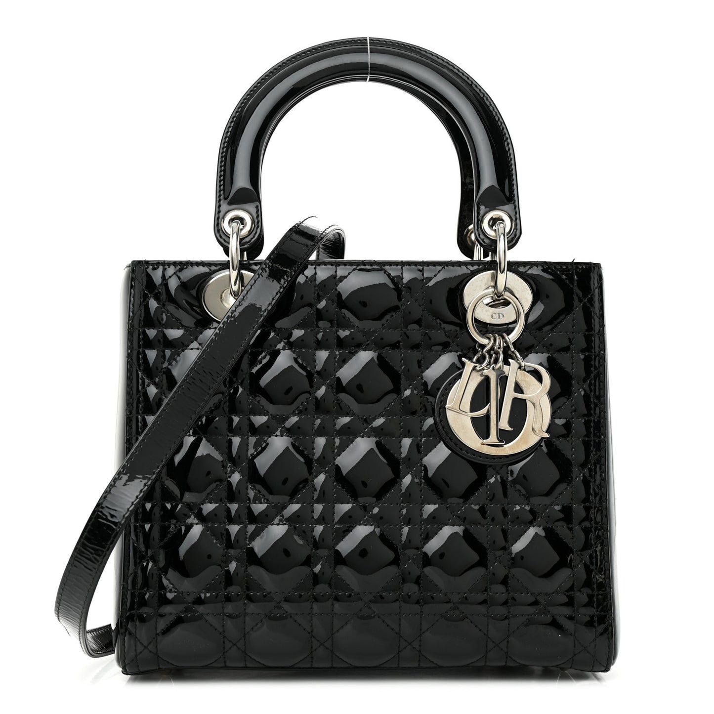 Patent Cannage Medium Lady Dior Black