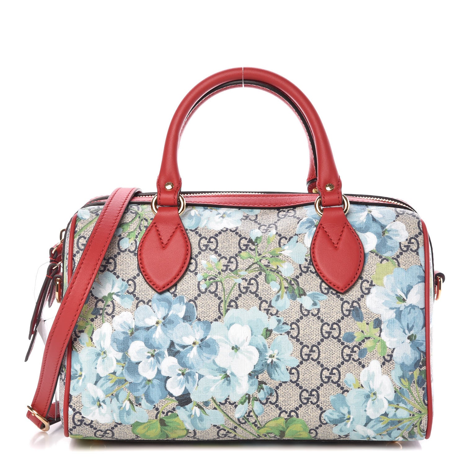 Gucci GG Supreme Monogram Blooms Small Boston Beige Blue Navy Hibiscus Red 1 of 9