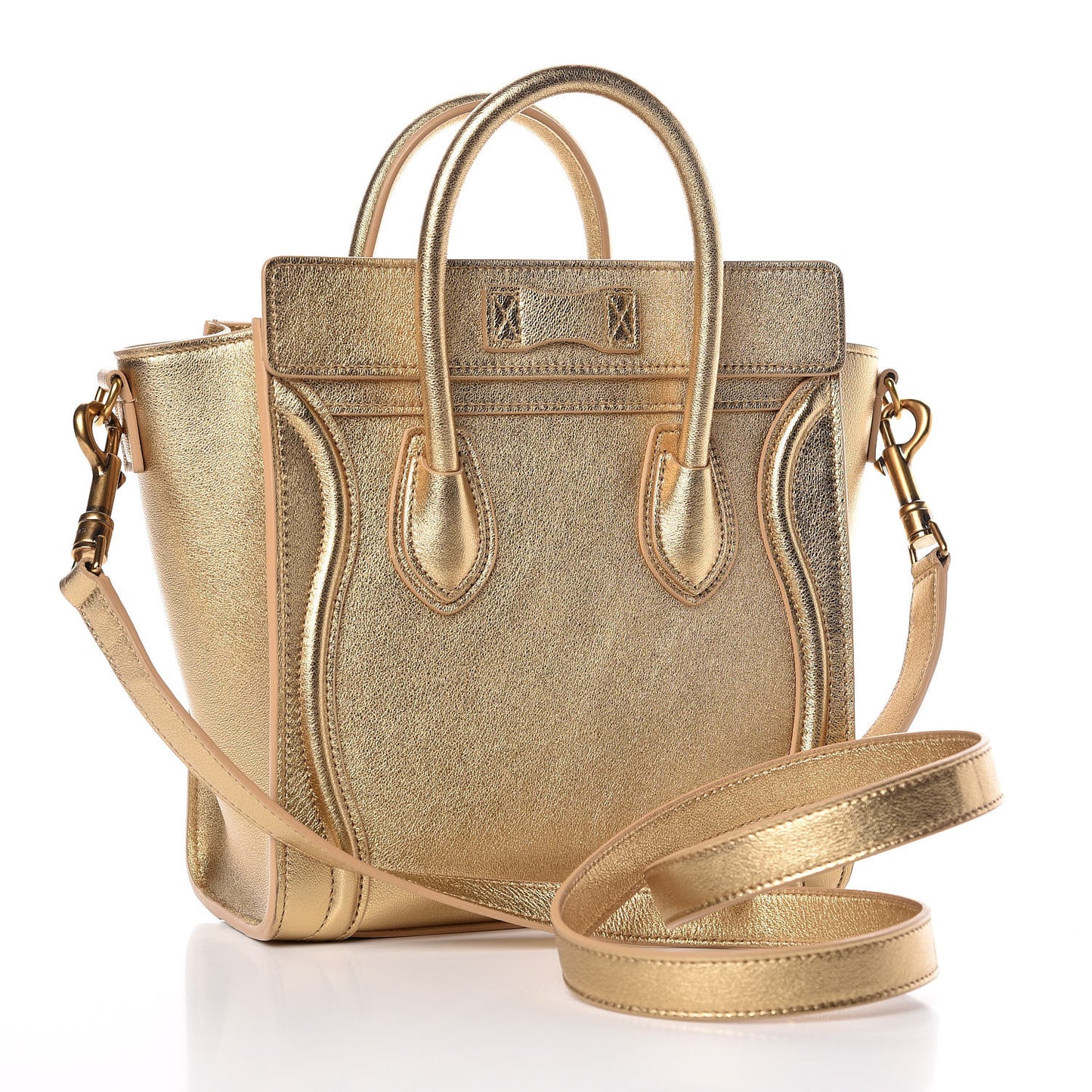 Laminated Lambskin Nano Luggage Gold