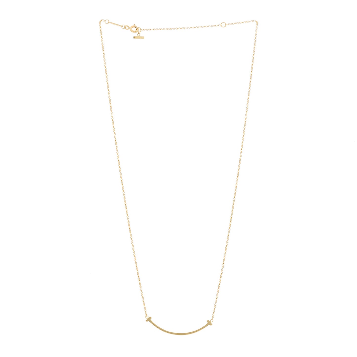18K Yellow Gold Small T Smile Pendant Necklace