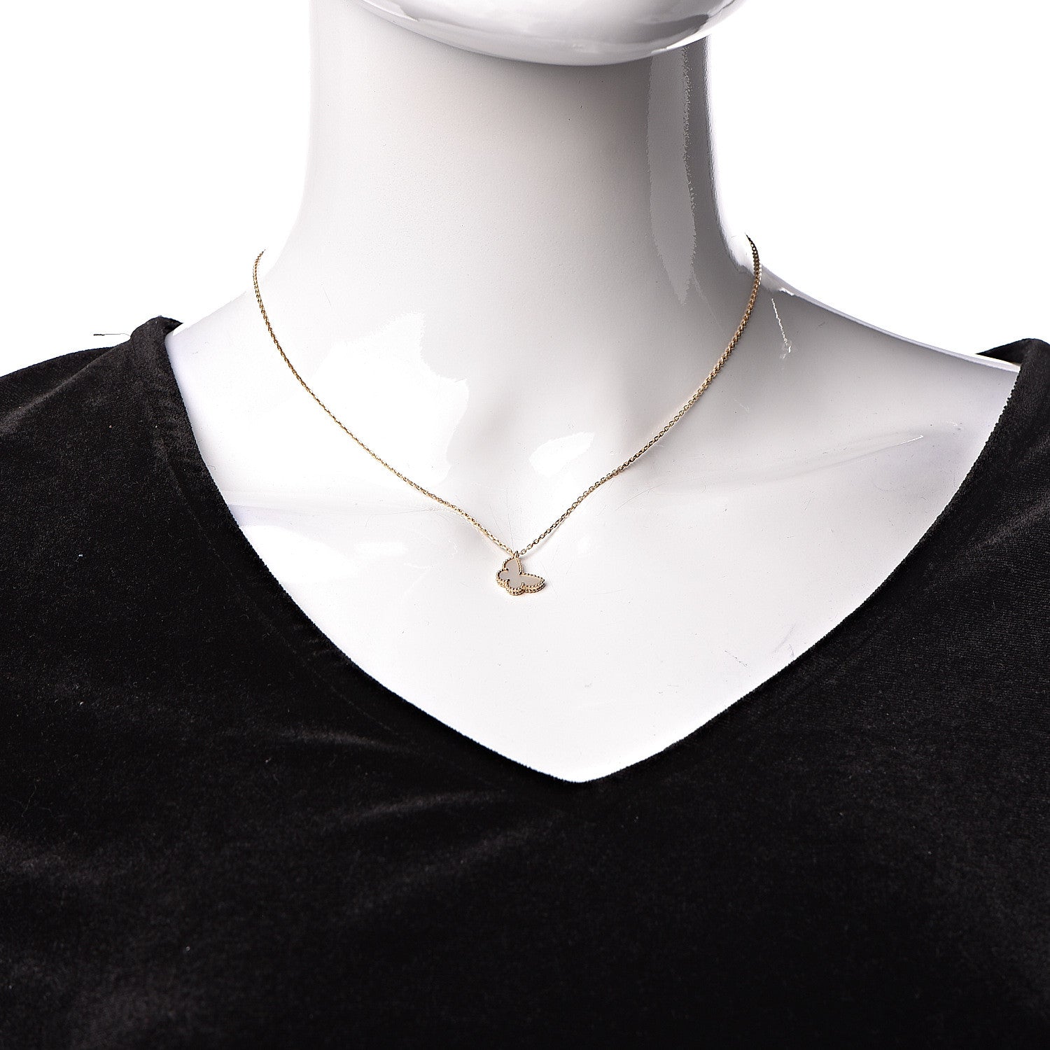 Van Cleef & Arpels 18K Yellow Gold Mother of Pearl Sweet Alhambra Butterfly Pendant Necklace 2 of 8