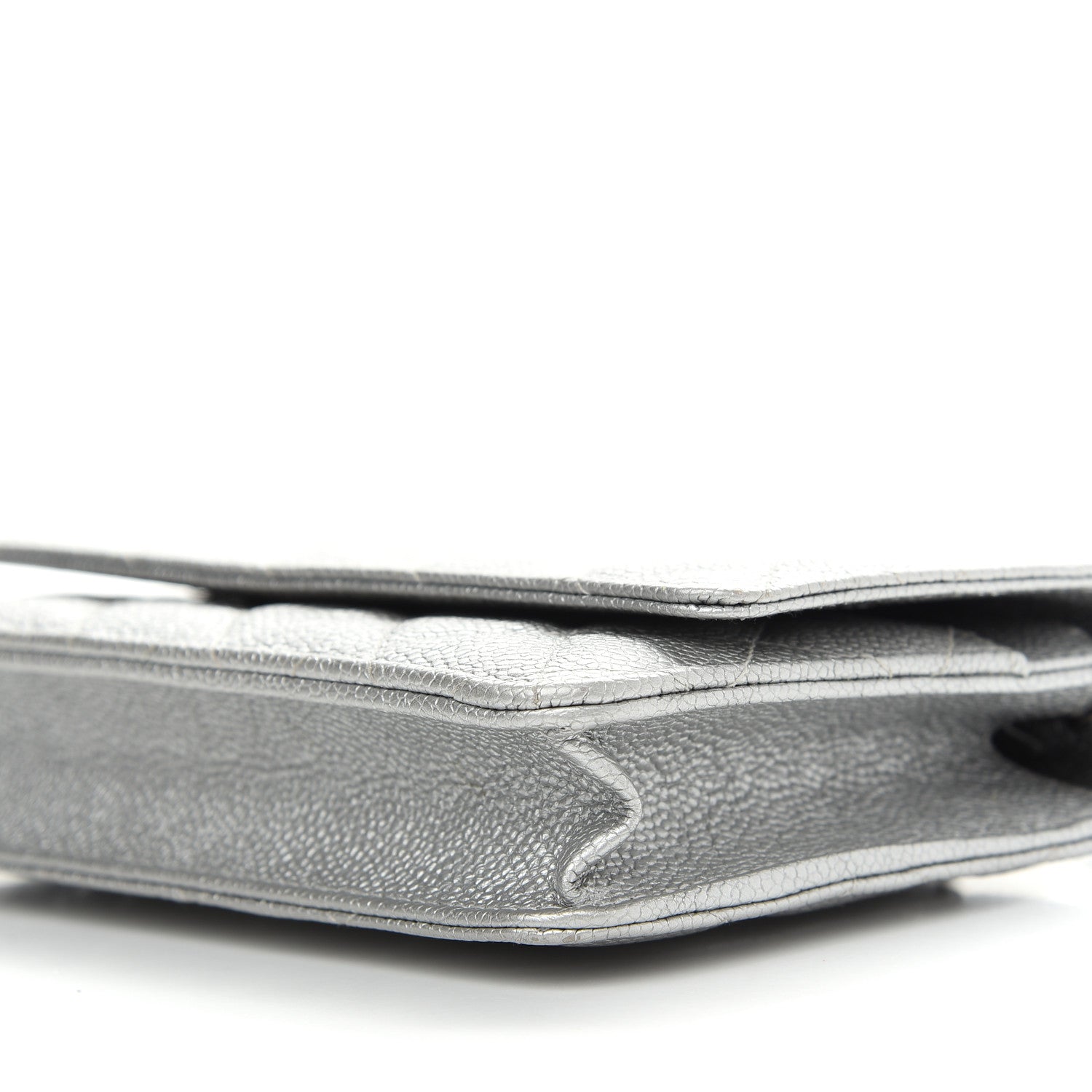 Chanel Metallic Caviar Quilted Wallet on Chain WOC Silver 10 of 10