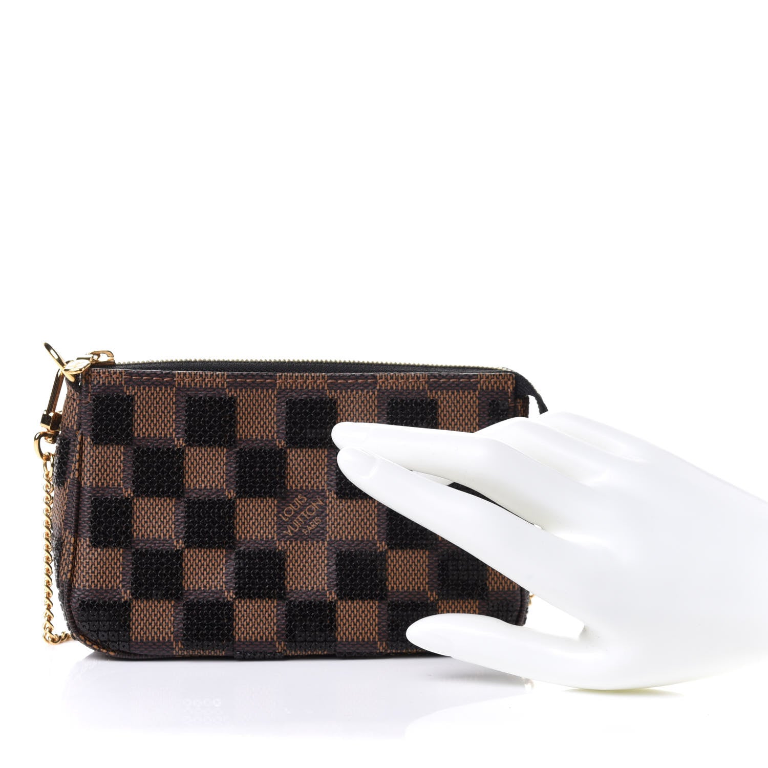 Louis Vuitton Damier Paillettes Mini Pochette Accessories Black 2 of 7