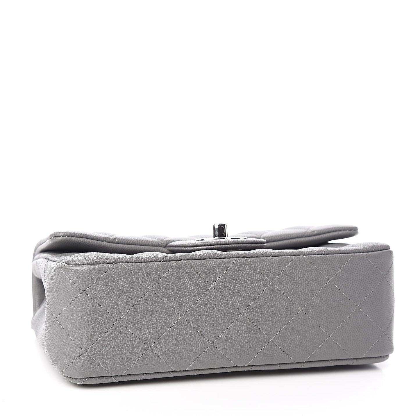 Caviar Quilted Mini Rectangular Flap Grey