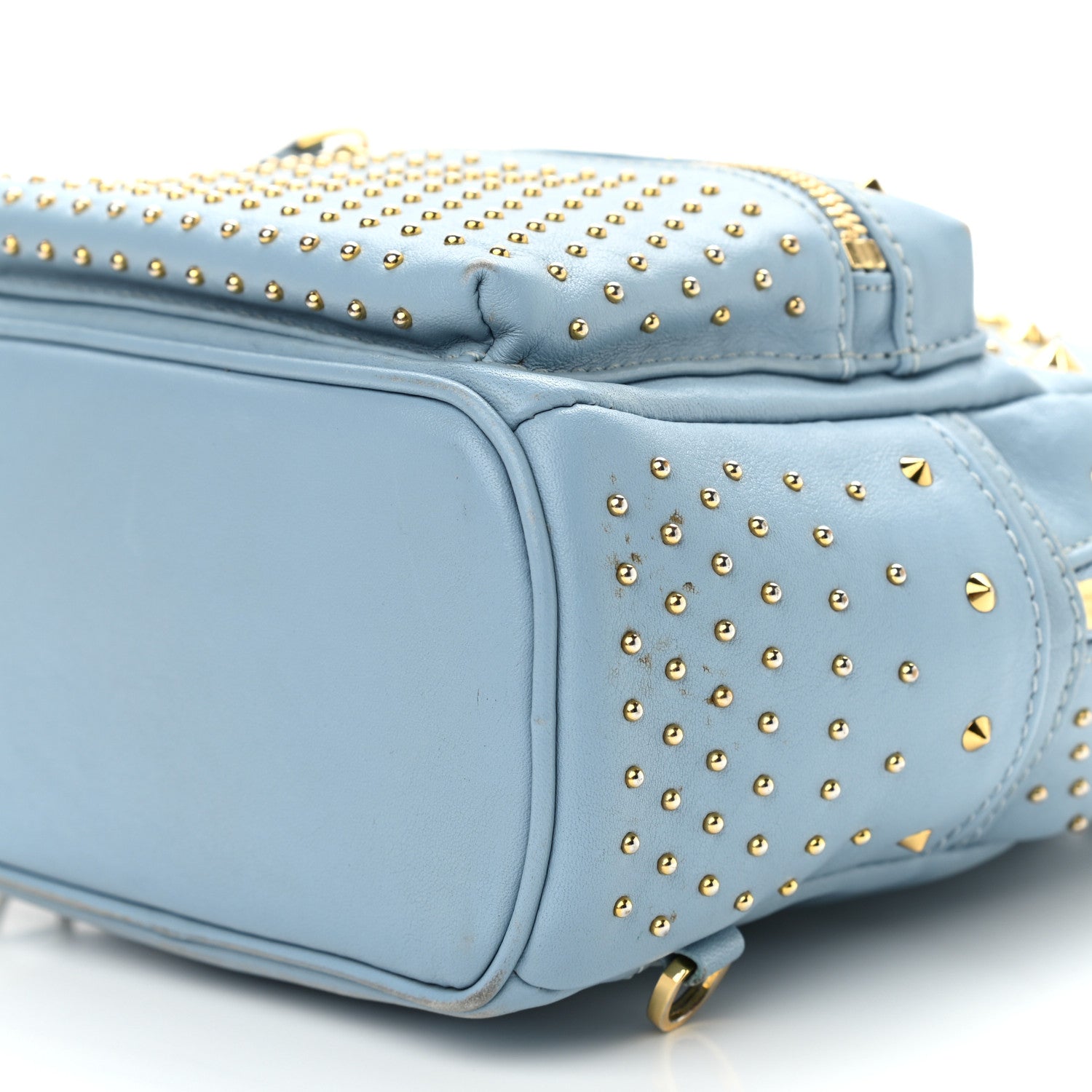 MCM Calfskin Stud X-Mini Stark Bebe Boo Backpack Sky Blue 10 of 13
