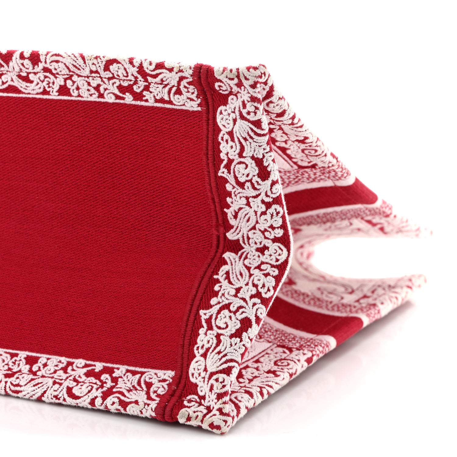 Christian Dior Canvas Embroidered Medium Book Tote Red White 10 of 11
