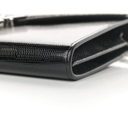 Saint Laurent Patent Lizard Embossed Monogram Cassandra Chain Wallet Black 11 of 11