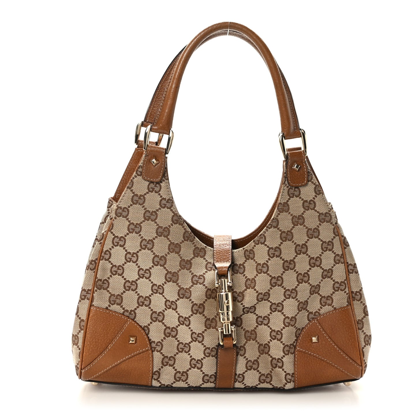 Monogram Calfskin Large Bardot Shoulder Bag Brown