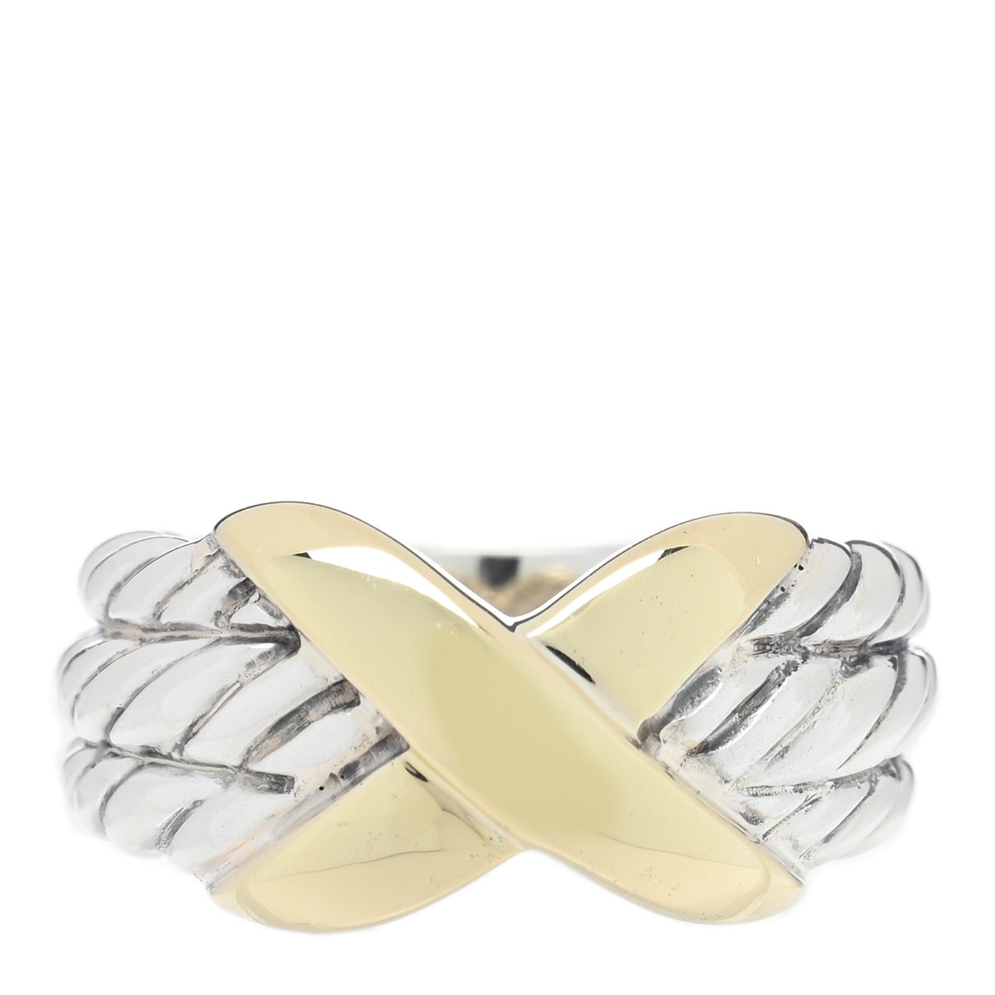 Sterling Silver 14k Yellow Gold X Crossover Ring 48 4.5