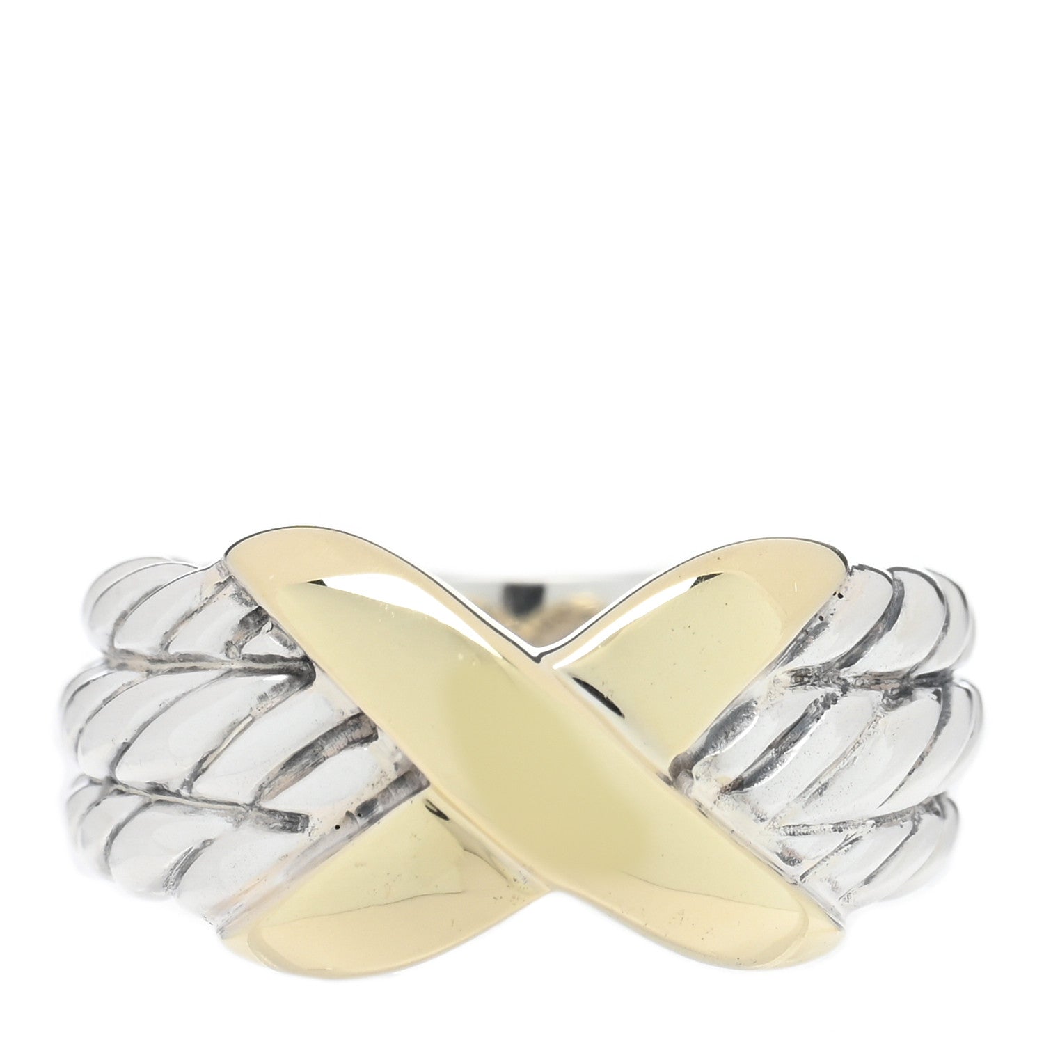 David Yurman Sterling Silver 14k Yellow Gold X Crossover Ring 48 4.5 1 of 4