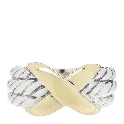 David Yurman Sterling Silver 14k Yellow Gold X Crossover Ring 48 4.5 1 of 4