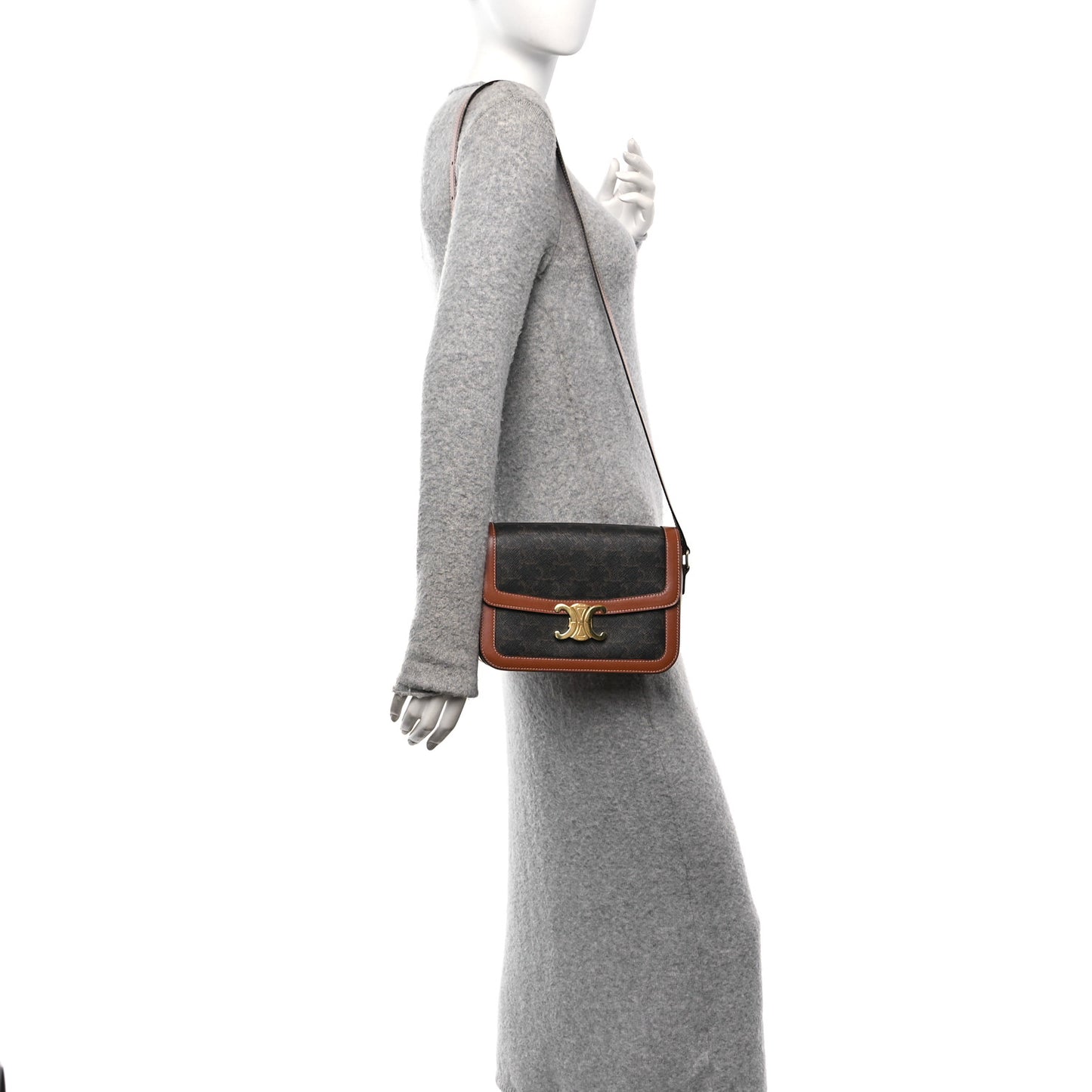 Triomphe Canvas Calfskin Medium Triomphe Bag Tan