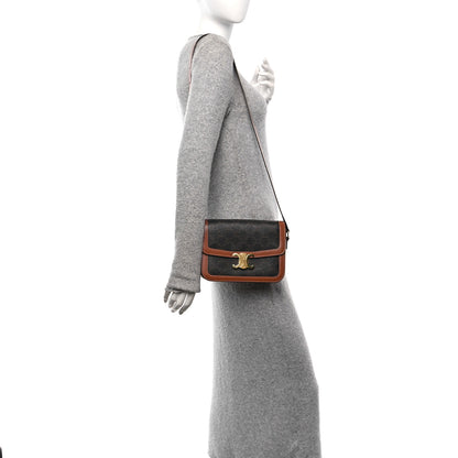 Celine Triomphe Canvas Calfskin Medium Triomphe Bag Tan 2 of 13