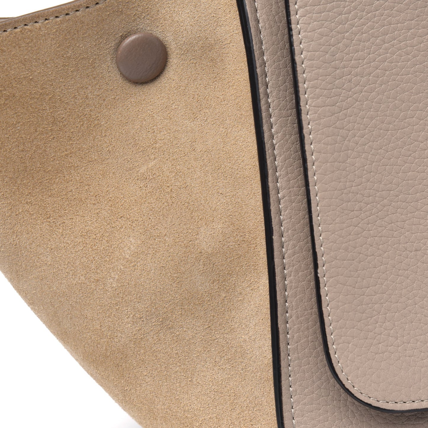 Drummed Calfskin Suede Small Trapeze Dune