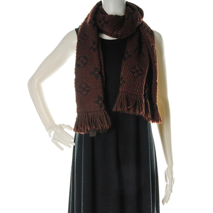 Louis Vuitton Wool Silk Logomania Scarf Marron 2 of 4