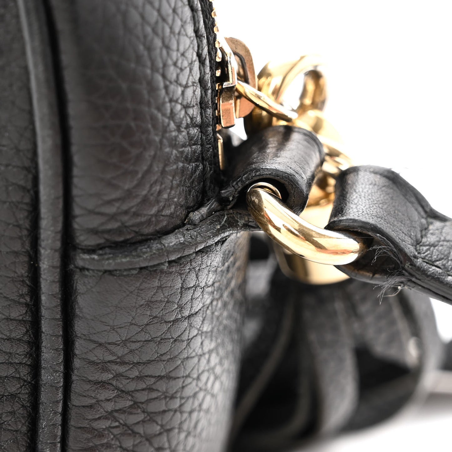 Pebbled Calfskin Small Soho Disco Bag Black