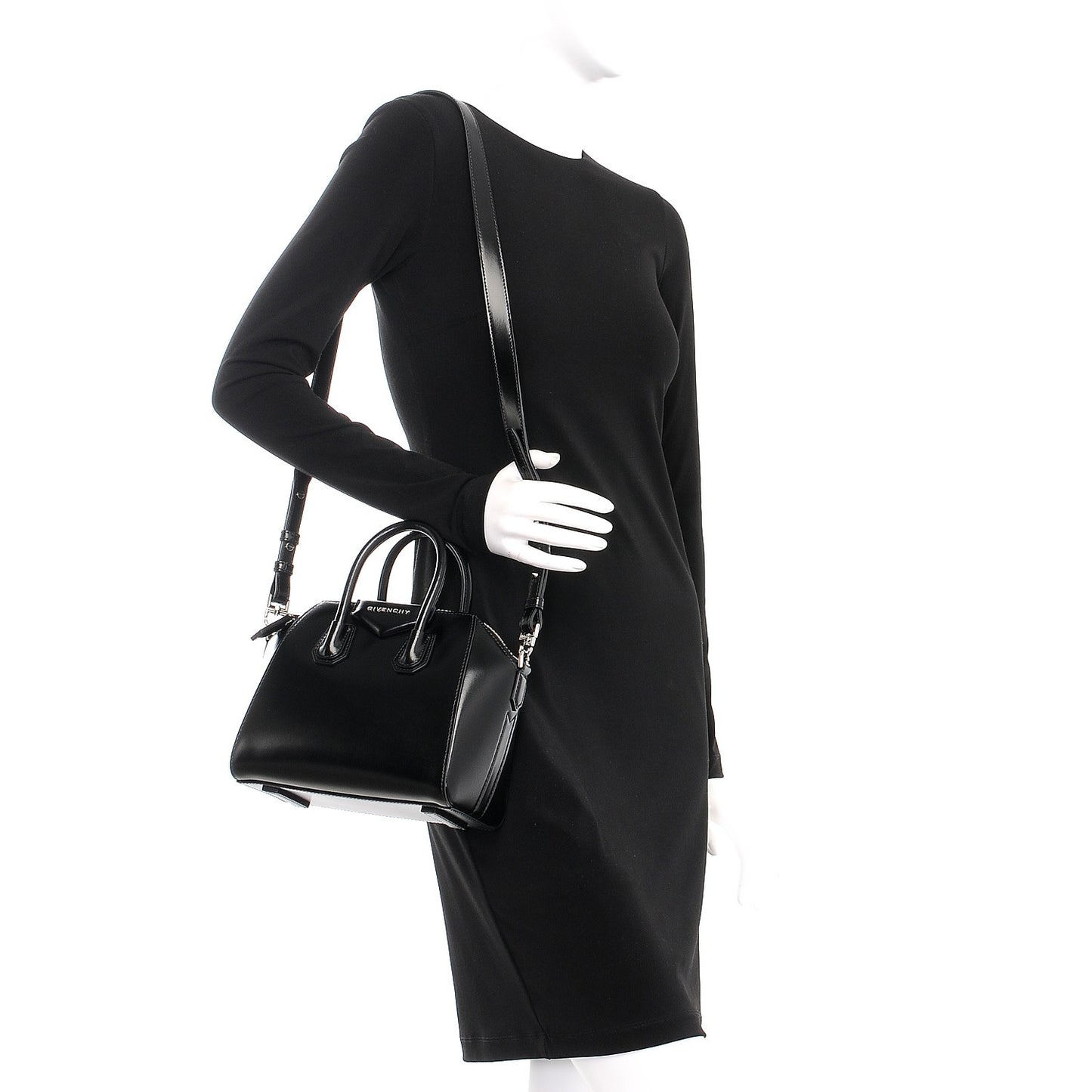 Shiny Lord Calfskin Mini Antigona Black