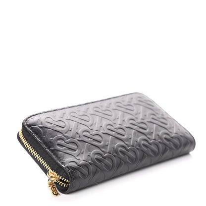 Burberry Calfskin Embossed Monogram Zip Around Wallet Black 3 of 6
