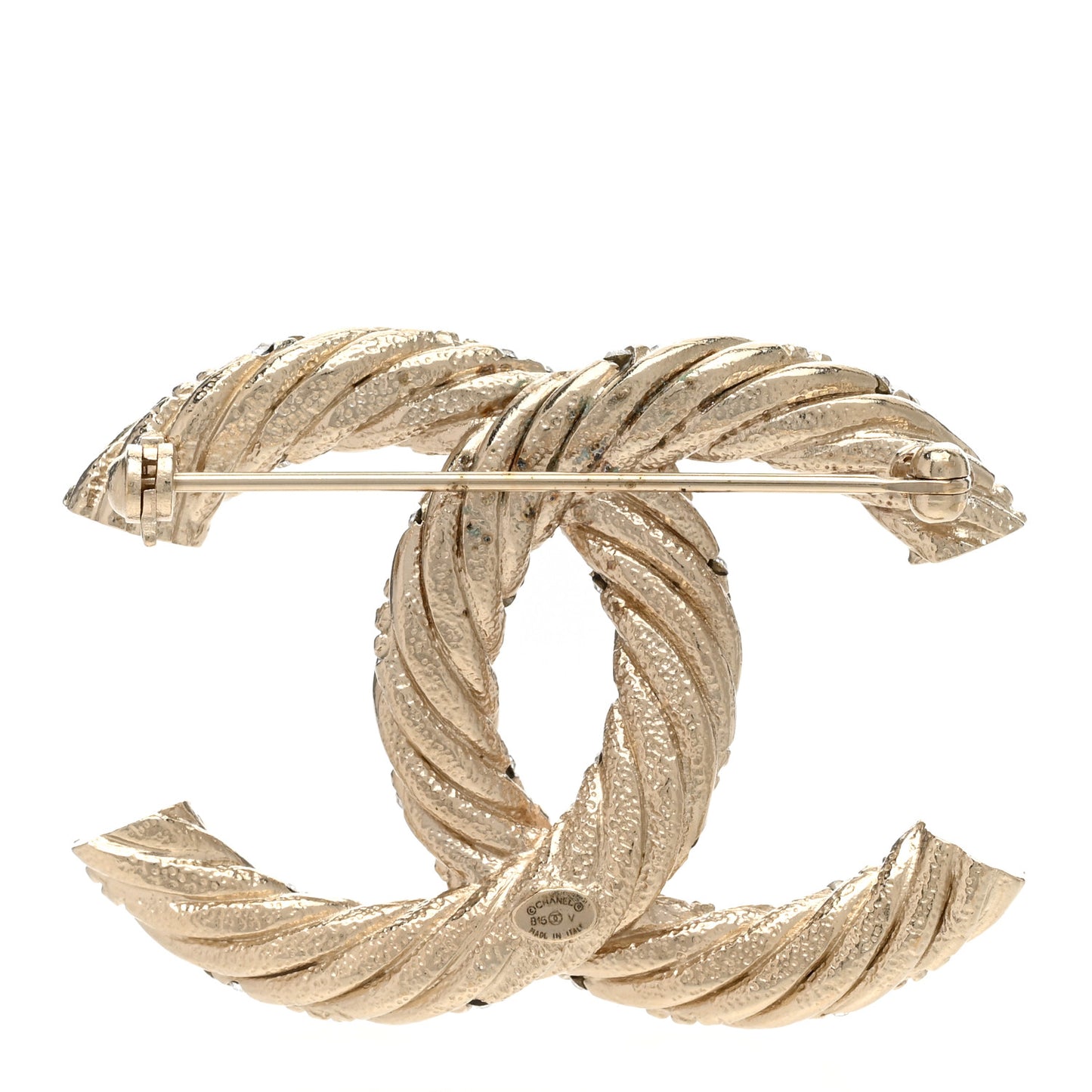 Crystal Twisted CC Brooch Light Gold