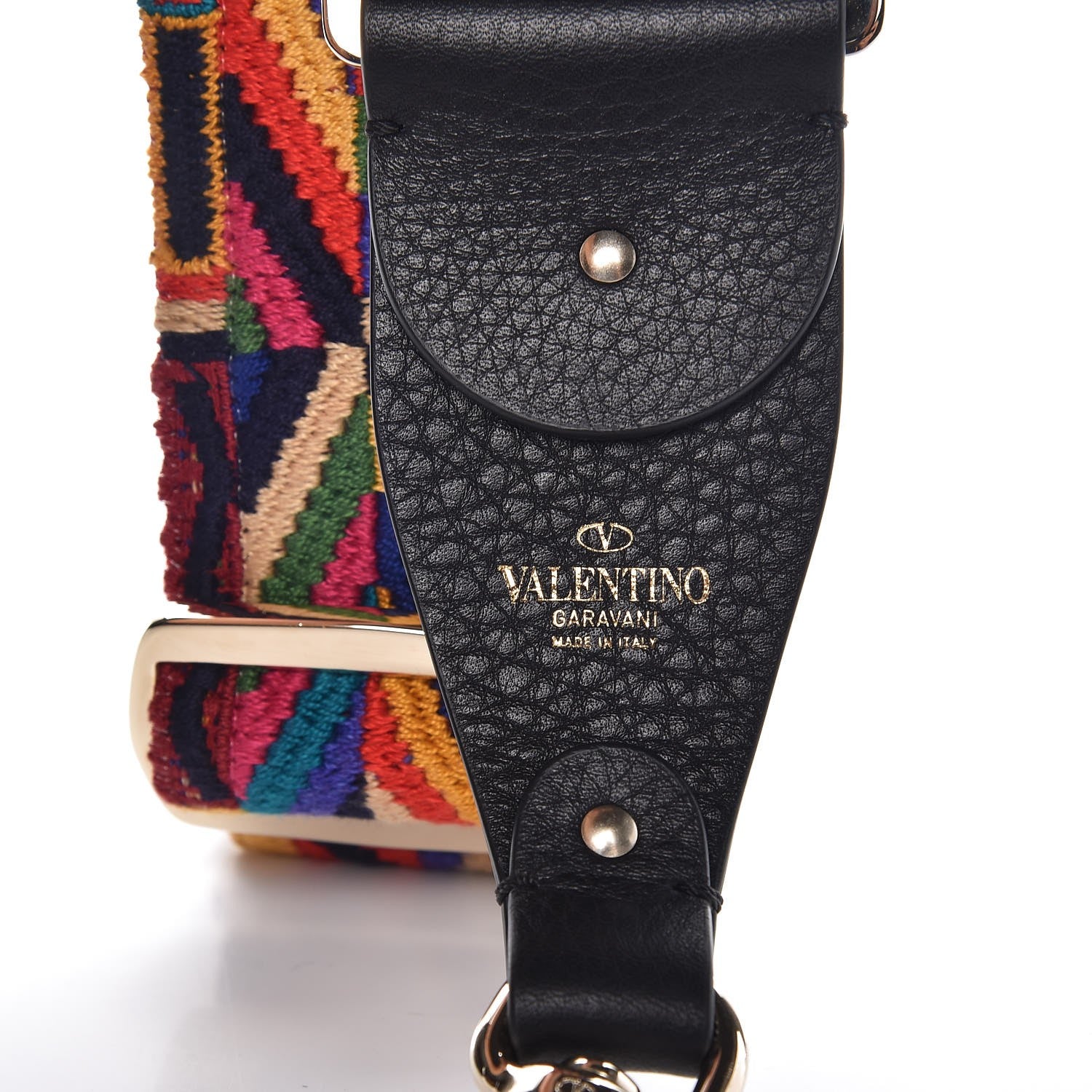 Valentino Garavani Canvas Geometric Embroidered Rockstud Guitar Strap Multicolor 2 of 4