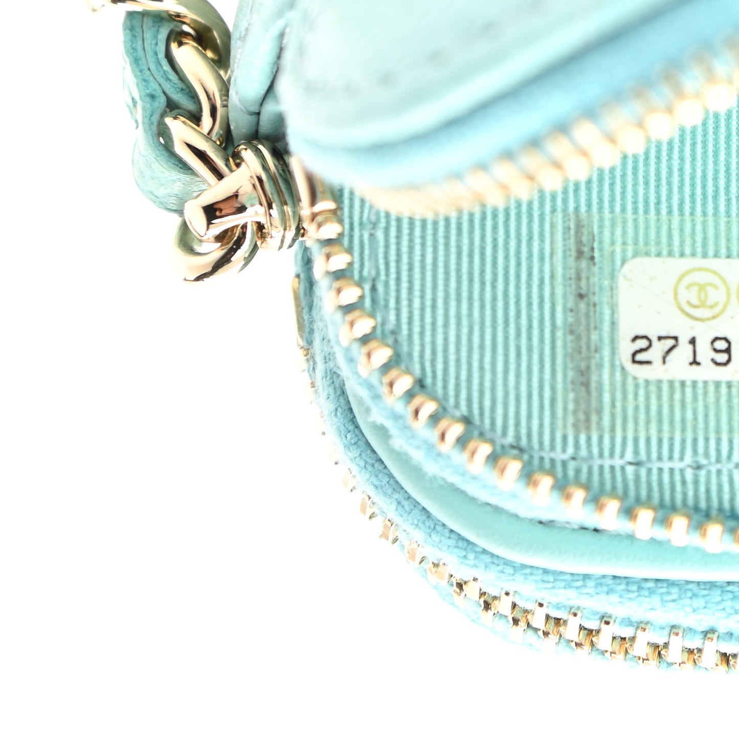 Caviar Quilted Small Clutch With Chain Light Blue
