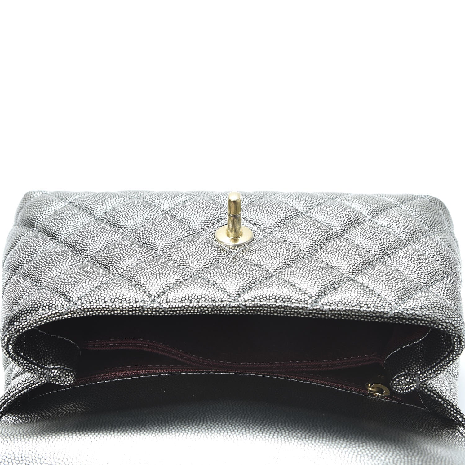 Chanel Metallic Caviar Quilted Mini Coco Handle Flap Silver 4 of 9