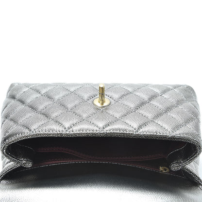 Chanel Metallic Caviar Quilted Mini Coco Handle Flap Silver 4 of 9