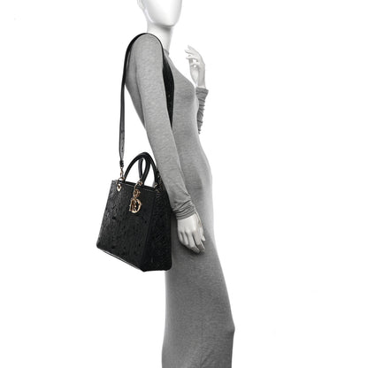 Christian Dior Calfskin Laser Cut Large Lady Dior Black 2 of 10