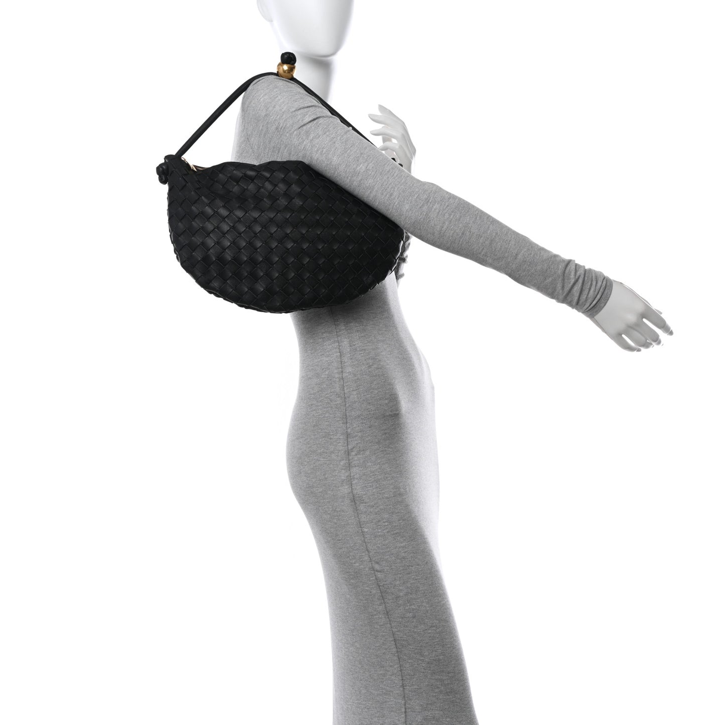 Nappa Intrecciato Medium Turn Pouch Black