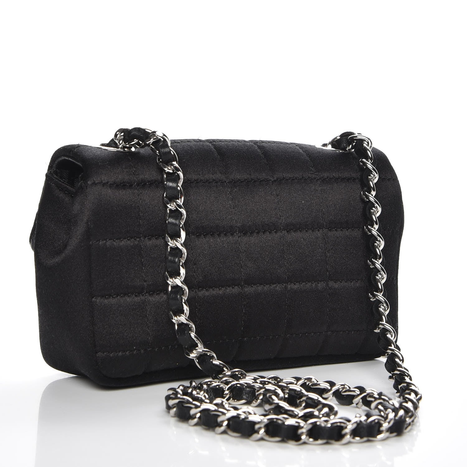Chanel Satin Square Quilted Lipstick Charm Mini Flap Black 3 of 7