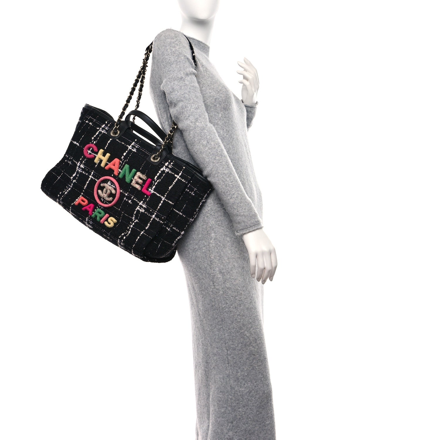 Chanel Tweed Medium Deauville Tote Black White Multicolor 2 of 10