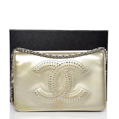 Chanel Patent Strass Wallet On Chain WOC Silver 16 of 16