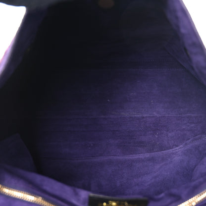 Saint Laurent Nubuck Crocodile Embossed Large Muse Two Purple Pink 5 of 11