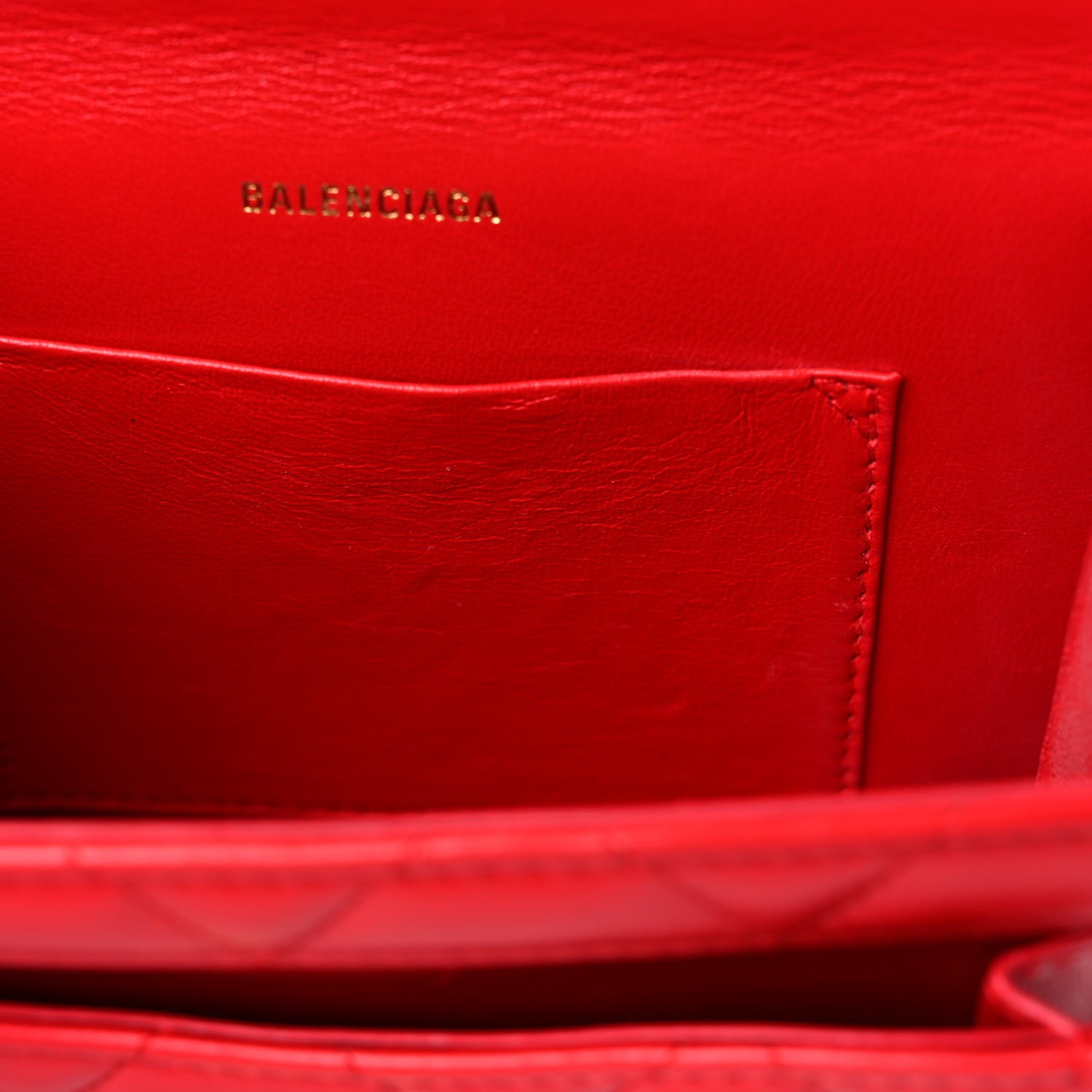 Balenciaga Nappa Calfskin Quilted XS Sharp Top Handle Bag Bright Red 9 of 17