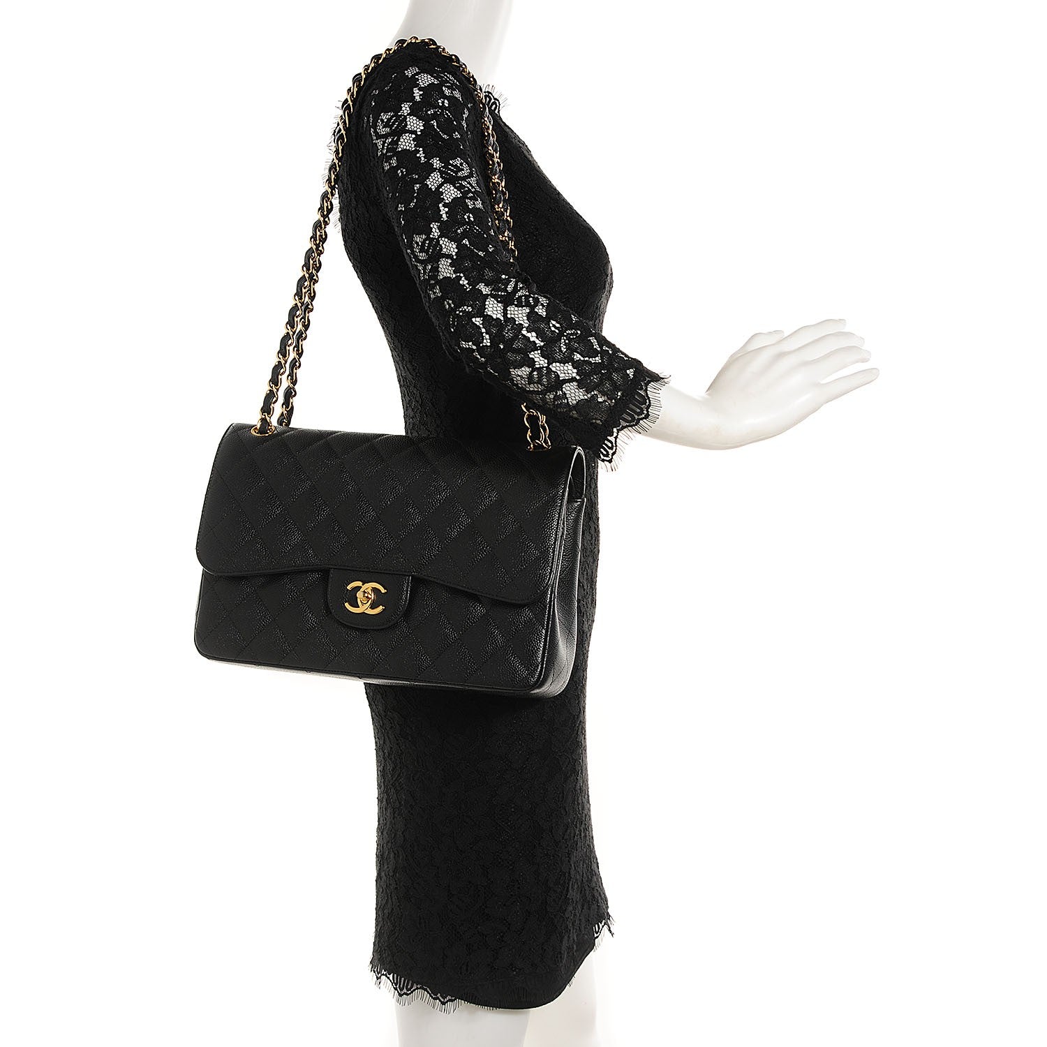 Chanel Caviar Quilted Jumbo Double Flap Black 2 of 9