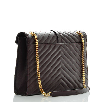 Saint Laurent Grain De Poudre Matelasse Chevron Large Monogram Satchel Bordeaux 3 of 7