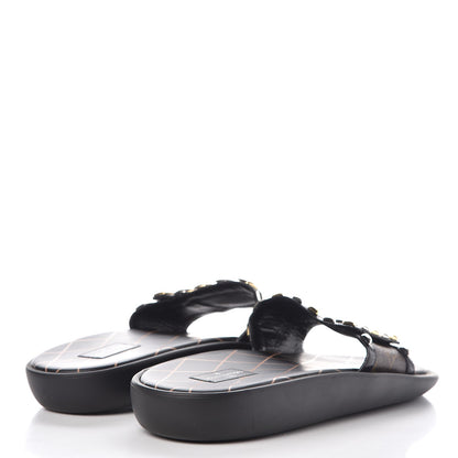 Louis Vuitton Calfskin Monogram Eldorado Flat Mules 40 Black 4 of 10