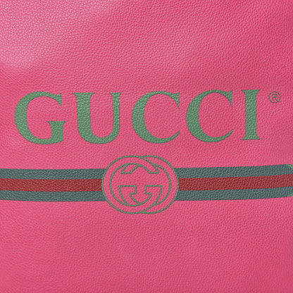 Gucci Grained Calfskin Logo Drawstring Backpack Box Pink Green Black 10 of 10