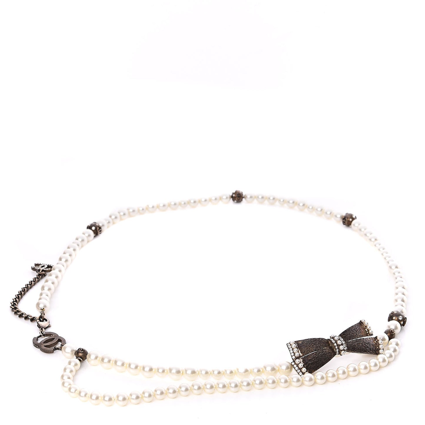 Pearl Crystal Beaded CC Bow Belt