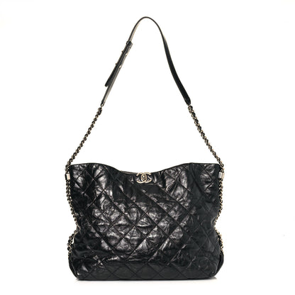 Chanel Metallic Crackled Calfskin Quilted Medium Big Bang Hobo Black 1 of 14