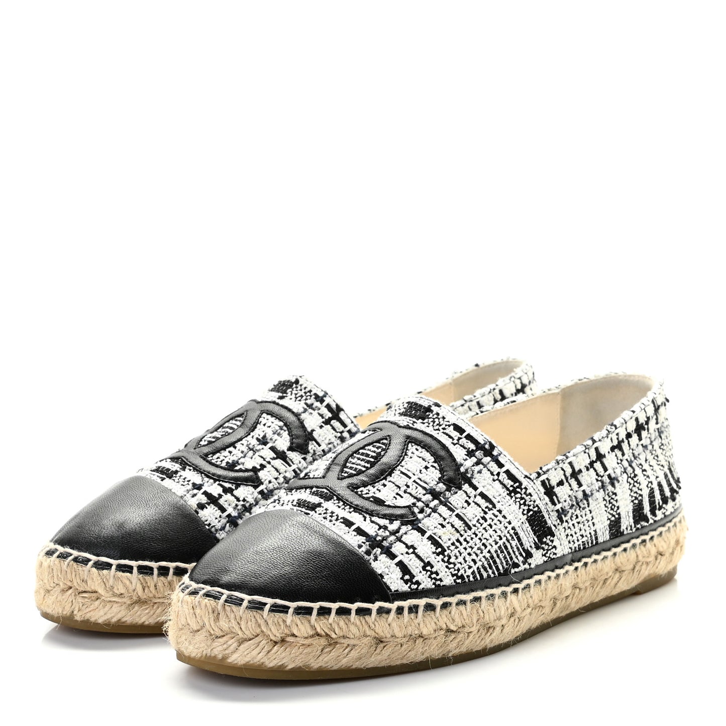 Tweed CC Espadrilles 39 Black White