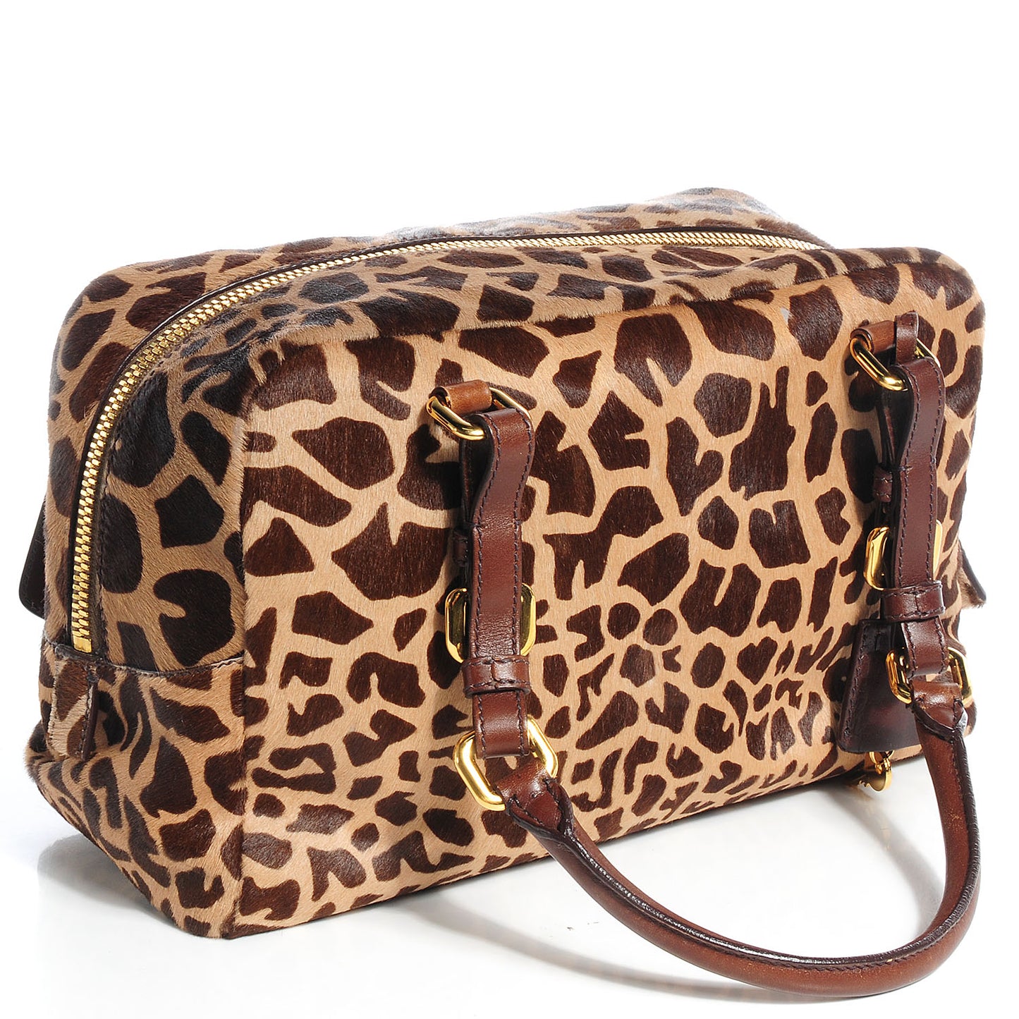 Calf Hair Giraffe Print Tote Sabbia Moro