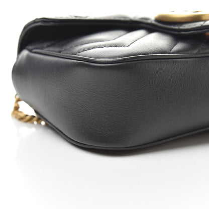 Gucci Calfskin Matelasse Super Mini GG Marmont Shoulder Bag Black 9 of 12