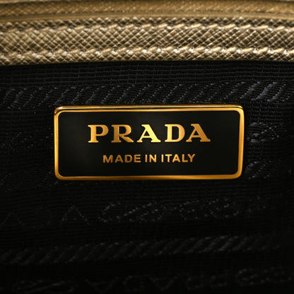 Prada Metallic Saffiano Small Galleria Double Zip Tote Platino 6 of 8